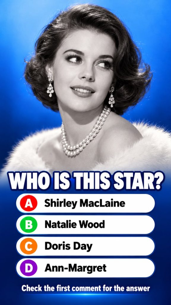 A quiz card featuring a classic Hollywood actress for identification