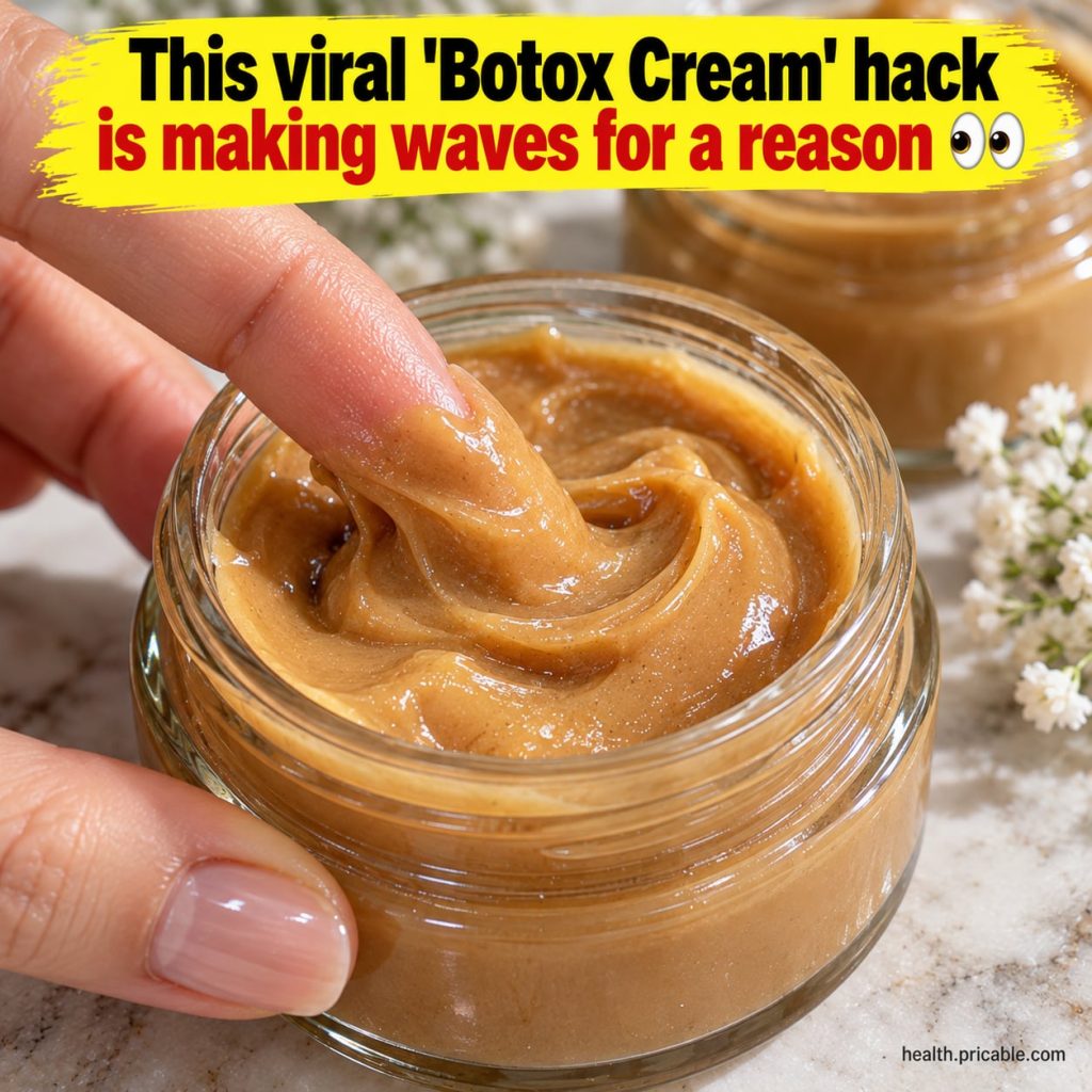 A woman applying a small amount of homemade cream to her face emphasizing a smooth radiant complexion The cream is in a
