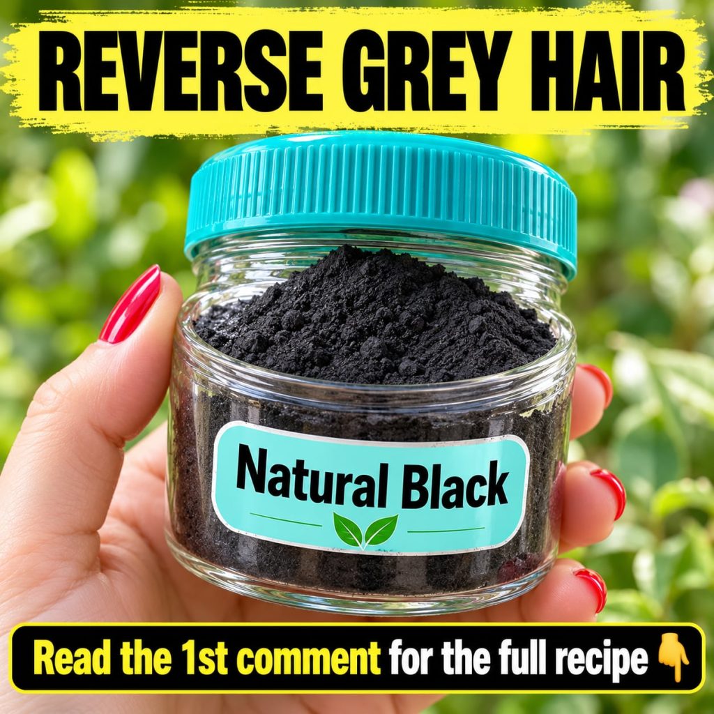 A person s hair showing a transition from grey to black with natural ingredients like coffee beans or indigo powder subt