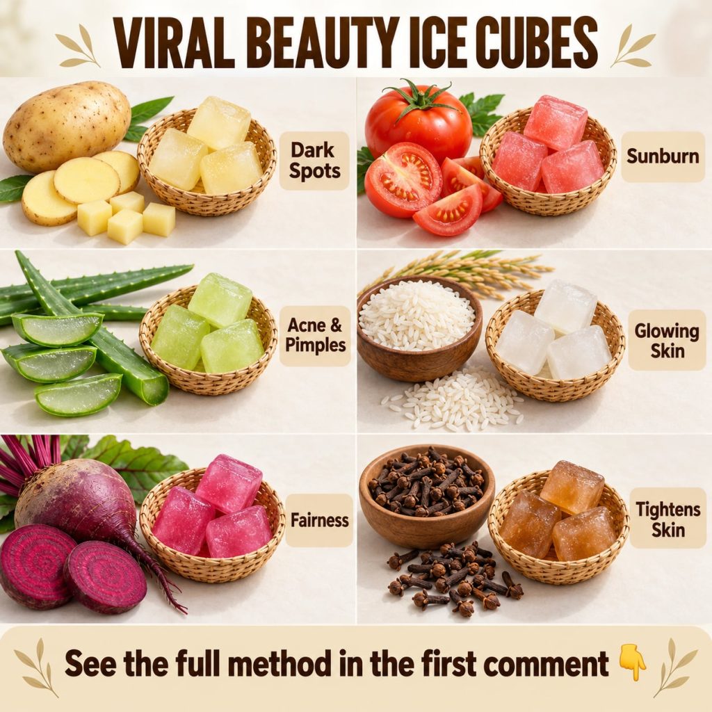 A hand holding an ice cube made from natural ingredients gently applying it to a woman s cheek with a glowing healthy sk