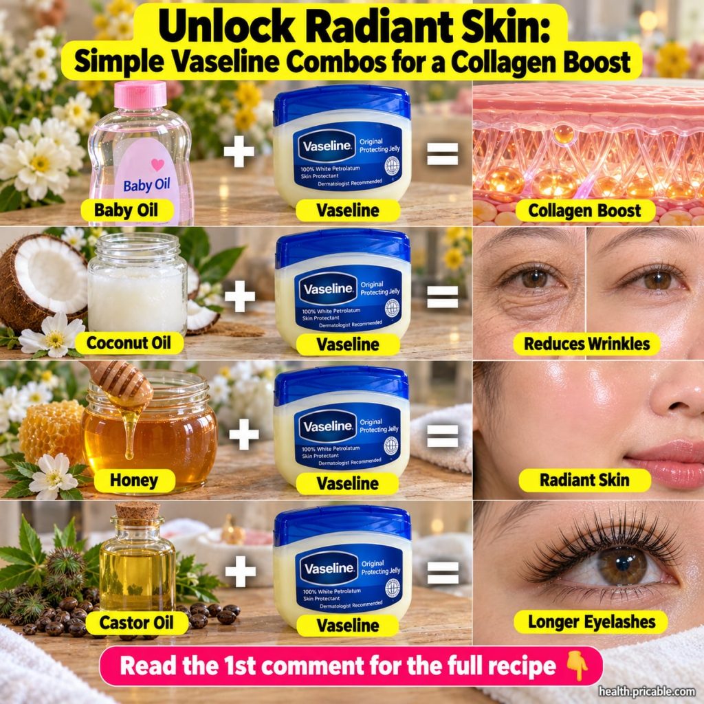 A woman gently applying a homemade Vaseline-based balm to her face showing radiant hydrated skin The balm is in a small