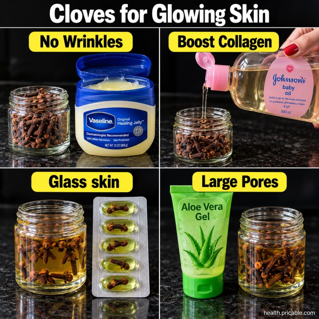 Whole and ground cloves with a small bowl of honey and yogurt on a wooden surface suggesting ingredients for a face mask