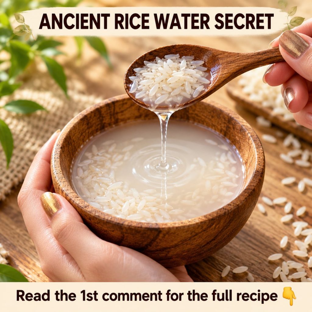 A close-up shot of white rice grains soaking in a clear glass bowl of water with soft light filtering in giving a natura