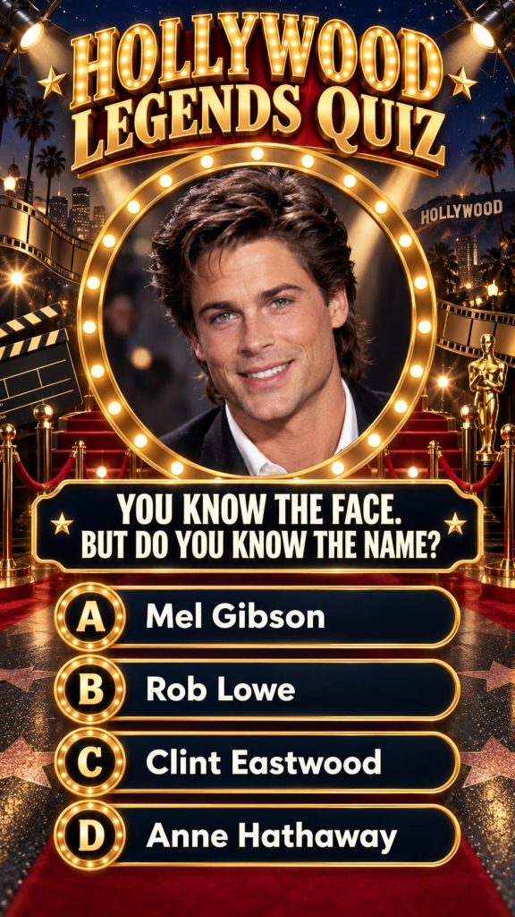 A headshot of Rob Lowe looking charismatic and smiling slightly