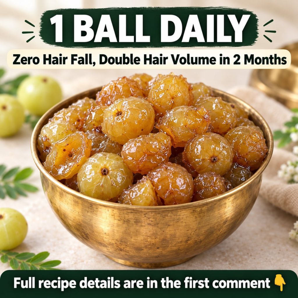 A close-up of fresh green amla Indian gooseberry fruits next to a small bowl of dried amla powder with a wooden mortar a