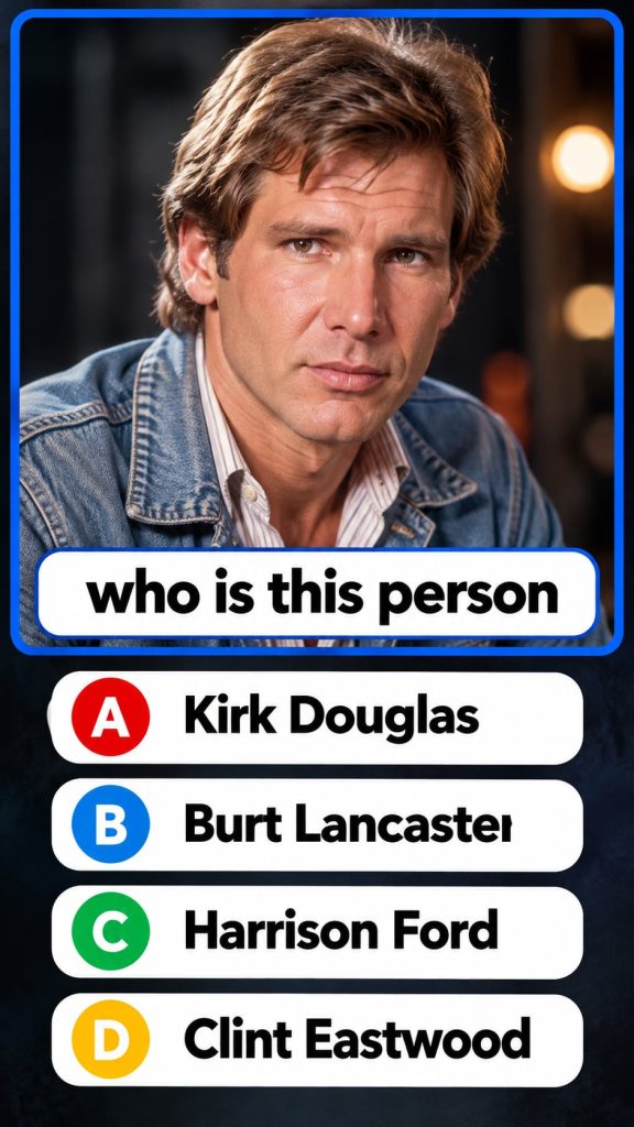 A striking portrait of Harrison Ford featuring his iconic slightly weary yet determined expression as seen in his younge