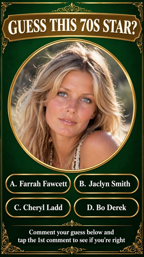 A classic portrait of Farrah Fawcett from the 1970s featuring her signature feathered hair and radiant smile