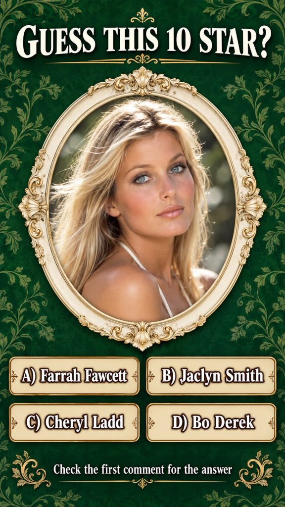 A vertical 9 16 quiz card for Facebook Reels featuring a classic Hollywood actress The background is deep navy with subt