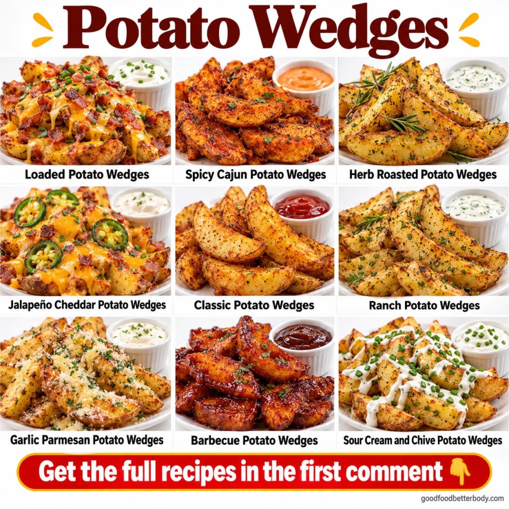 Crispy golden-brown classic potato wedges in a rustic bowl garnished with fresh parsley served with a small bowl of ketc