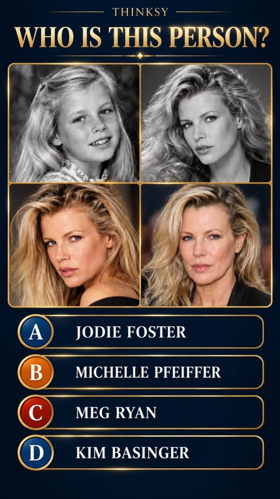 Four portraits of a classic Hollywood actress at different stages of her life arranged in a grid for a quiz