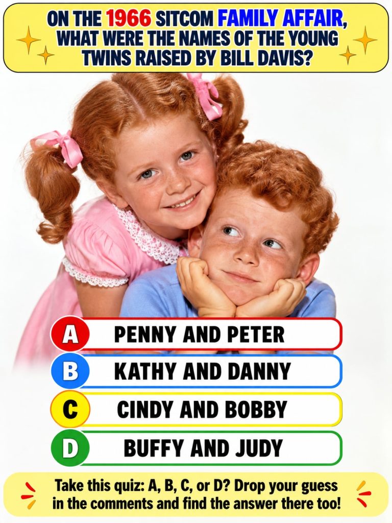 An illustration of the twins Buffy and Jody from the 1960s TV show Family Affair smiling sweetly