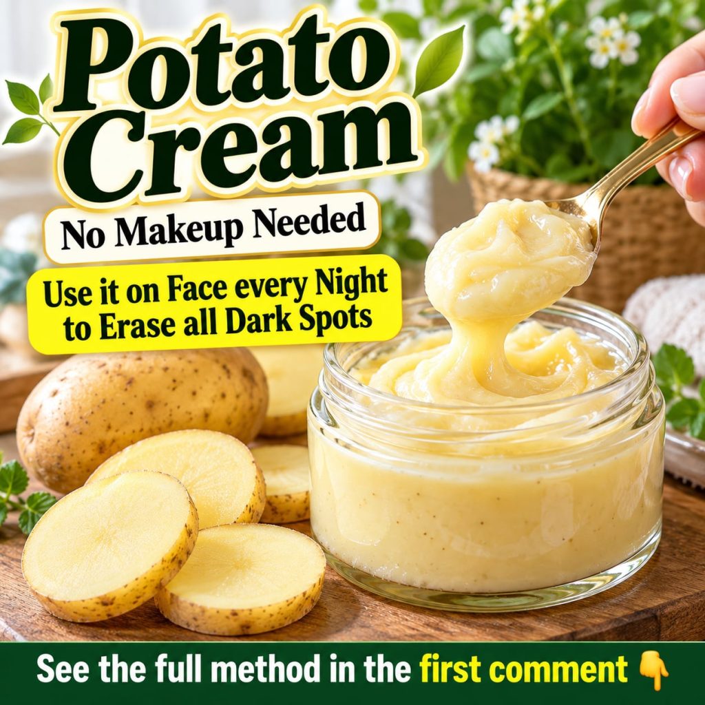 A close-up of a bowl of homemade potato cream with fresh potato slices and a small whisk beside it suggesting natural in
