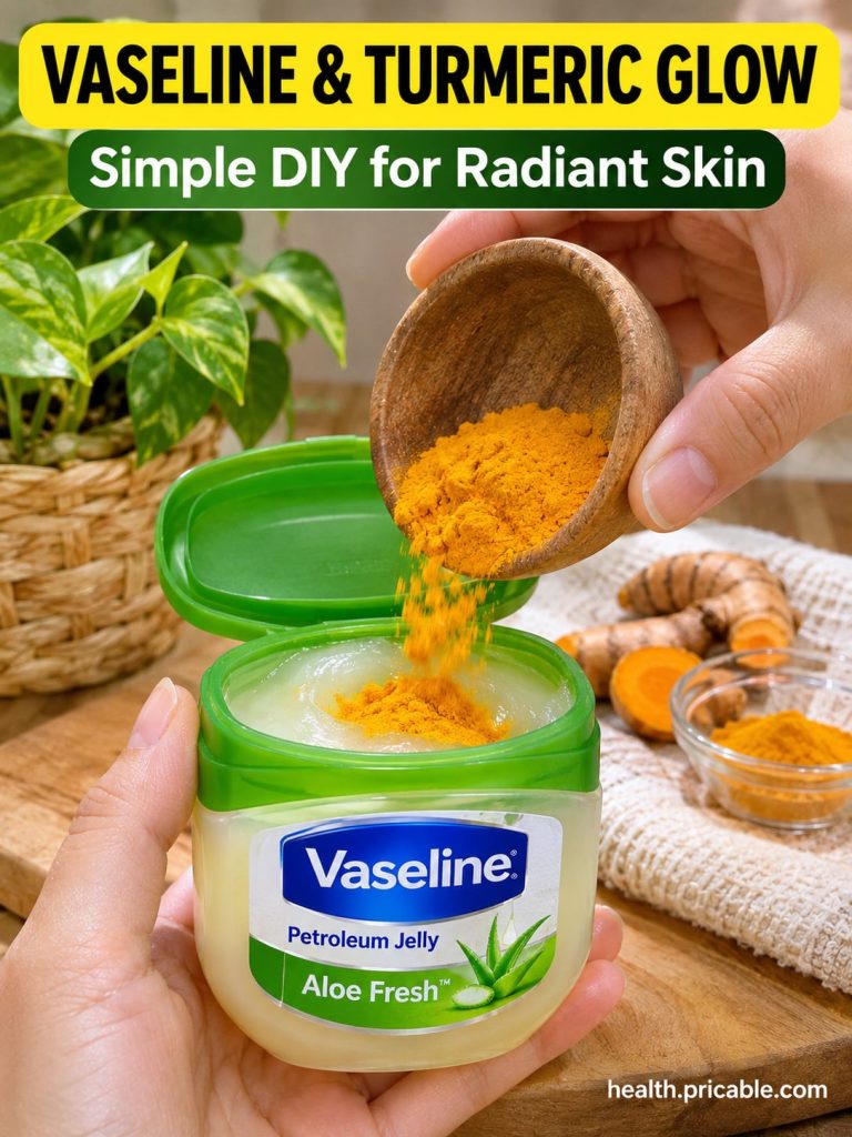 A small glass jar with a mixture of yellow turmeric and clear Vaseline with a clean finger taking a small amount The bac