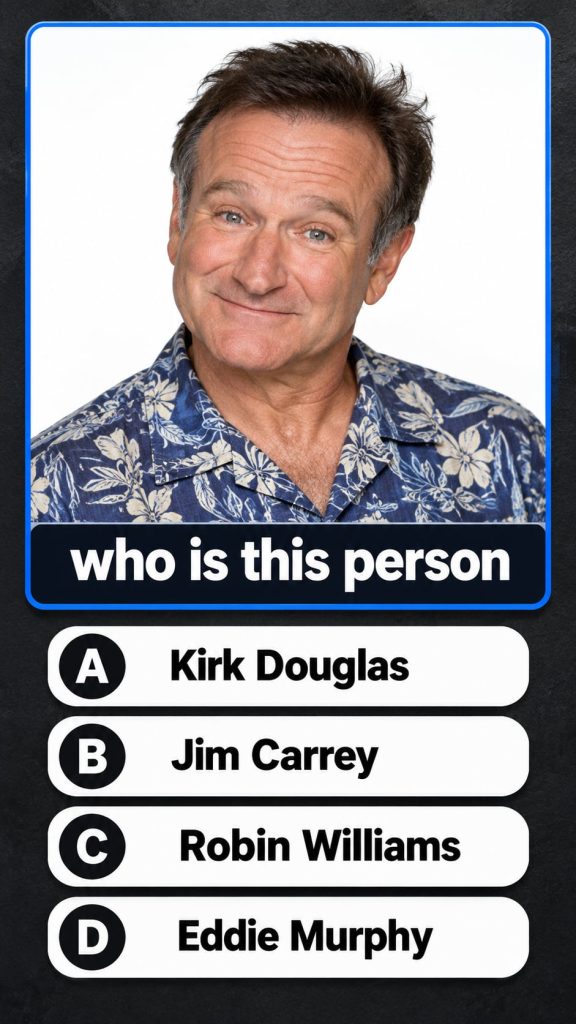 A vibrant expressive portrait of Robin Williams smiling with his signature energetic gaze perhaps with a backdrop hintin