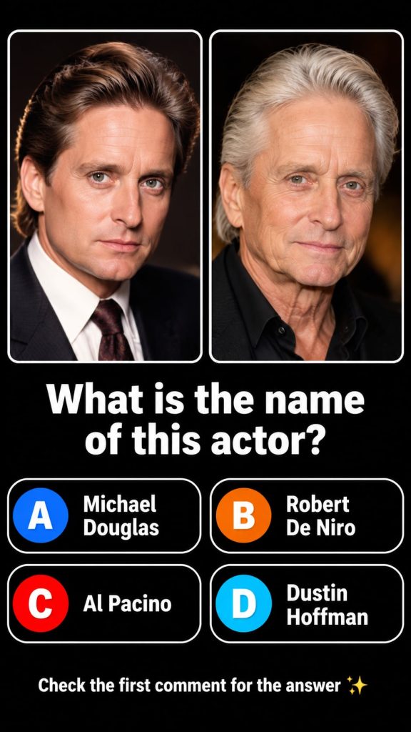 A quiz card featuring two distinct portraits of the same legendary male actor from different stages of his career younge