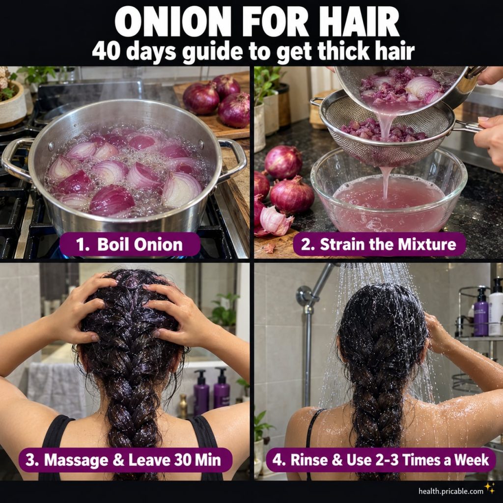 Fresh red onions on a cutting board ready to be prepared for juice extraction