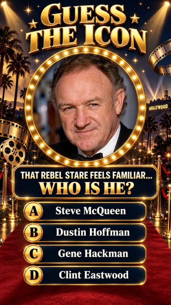 A portrait of Gene Hackman in his prime with a serious yet captivating expression conveying wisdom and experience