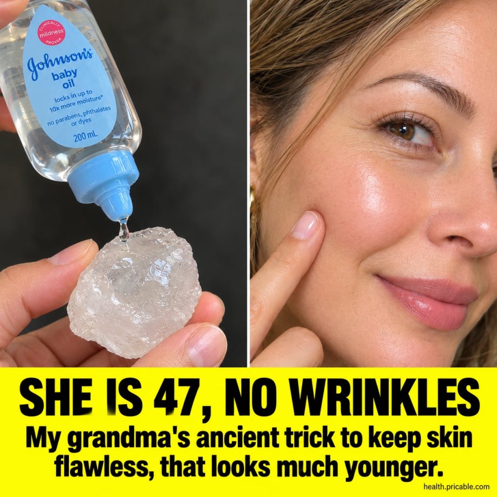 A woman in her late 40s with smooth radiant skin gently dabbing a solution onto her face with a cotton pad with an alum 