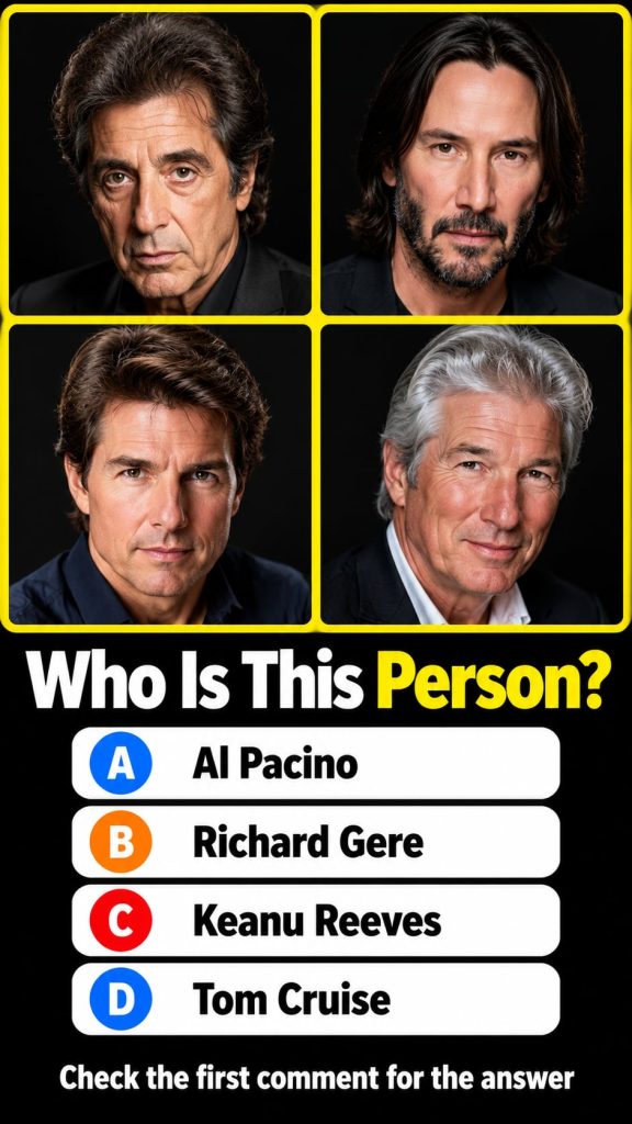 A grid of four headshots of iconic Hollywood actors presented as a quiz Each actor is distinct and recognizable from dif