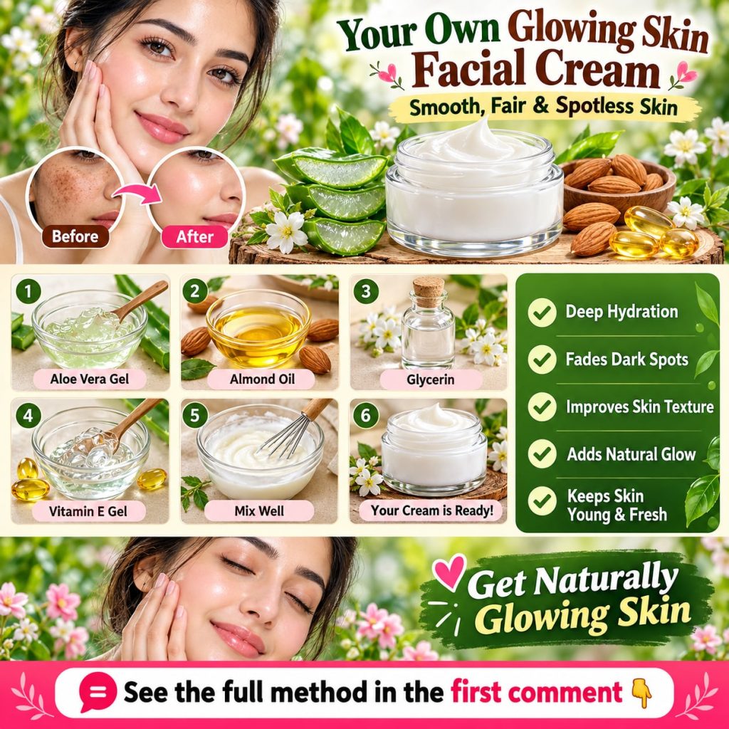A close-up of a small glass jar filled with a creamy white face cream next to fresh aloe vera leaves and a small bottle 