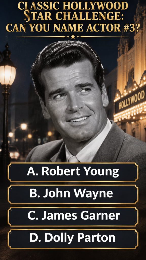A black and white image of the quiz asking Who is actor 3 with a photo of Humphrey Bogart in one panel