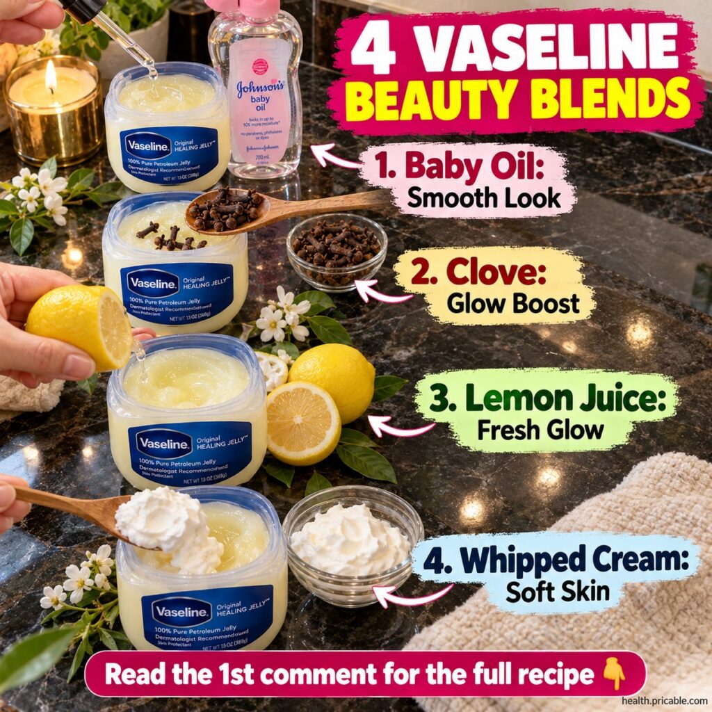 A person mixing Vaseline with coffee grounds and olive oil in a small bowl with a spoon