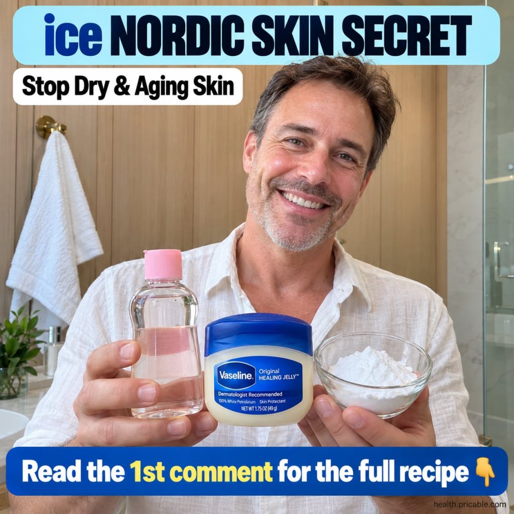 Ingredients for the Nordic Secret blend a bottle of baby oil a jar of Vaseline and a small bowl of fine white cosmetic p