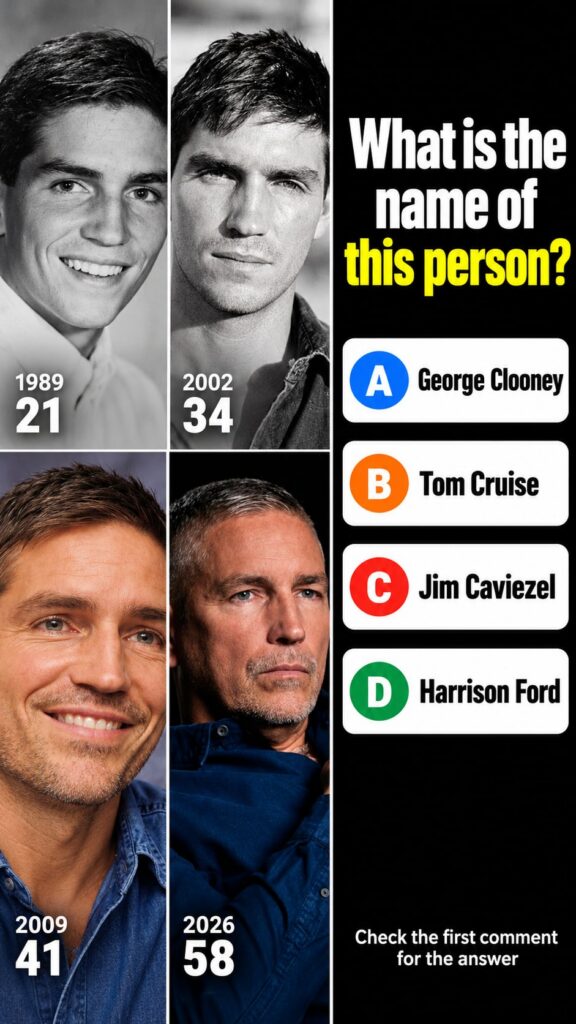 A 2x2 grid of Tom Cruise s portraits showing his face at different ages and years from a younger black and white image t